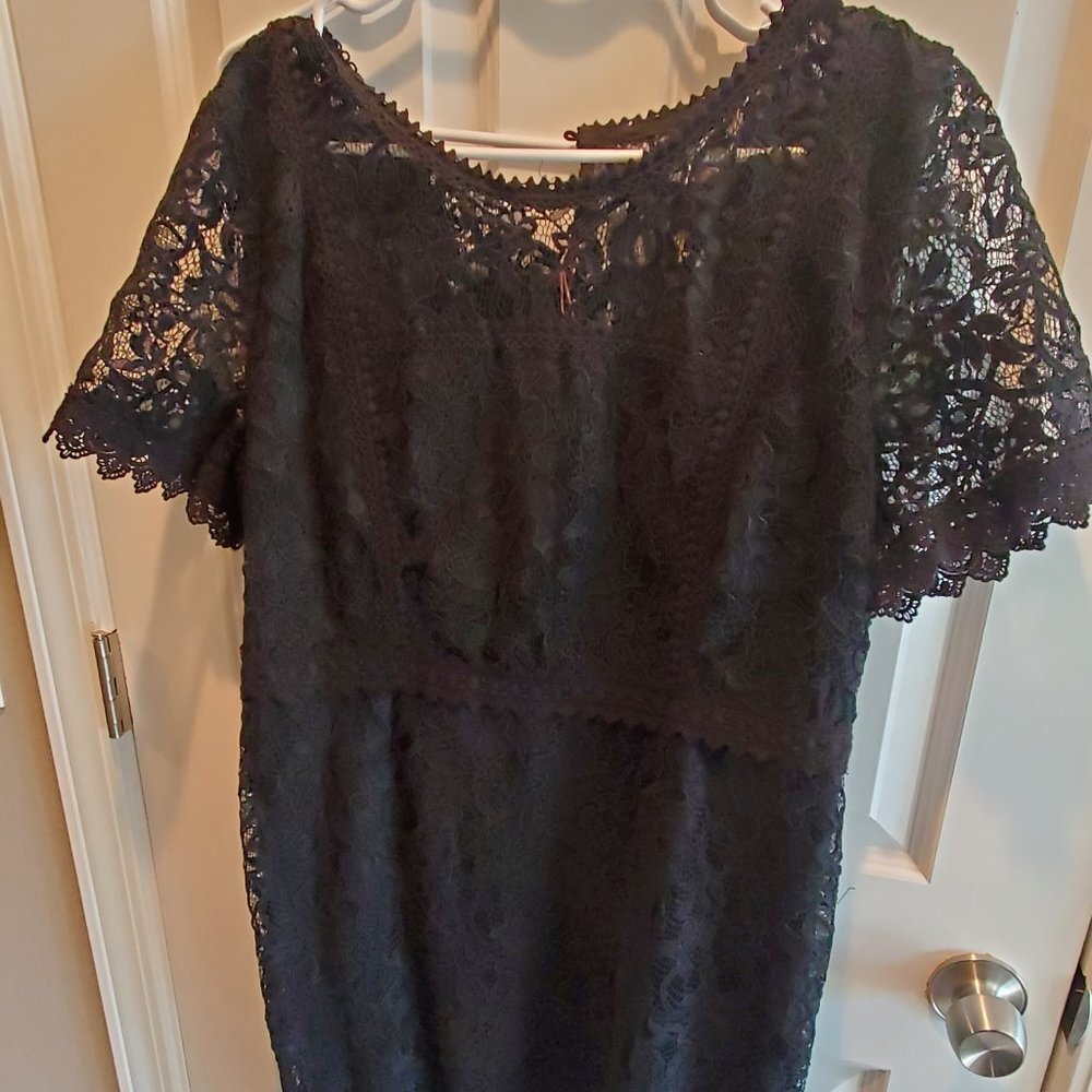 Skies Are Blue XL Black Lace Cocktail Dress